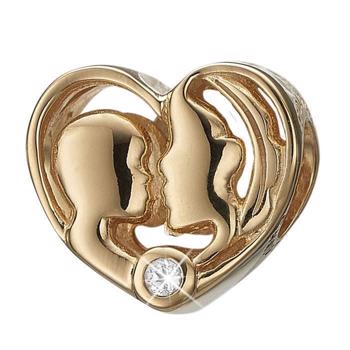 Christina Collect 925 sterling silver Mother & Child Heart with mother and child, and a glittering topaz, model 623-G107